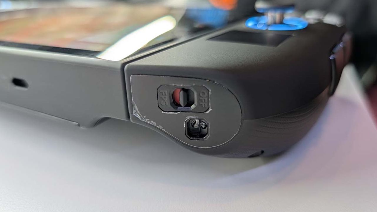 Closeup of the Lenovo Legion Go 2 FPS switch.