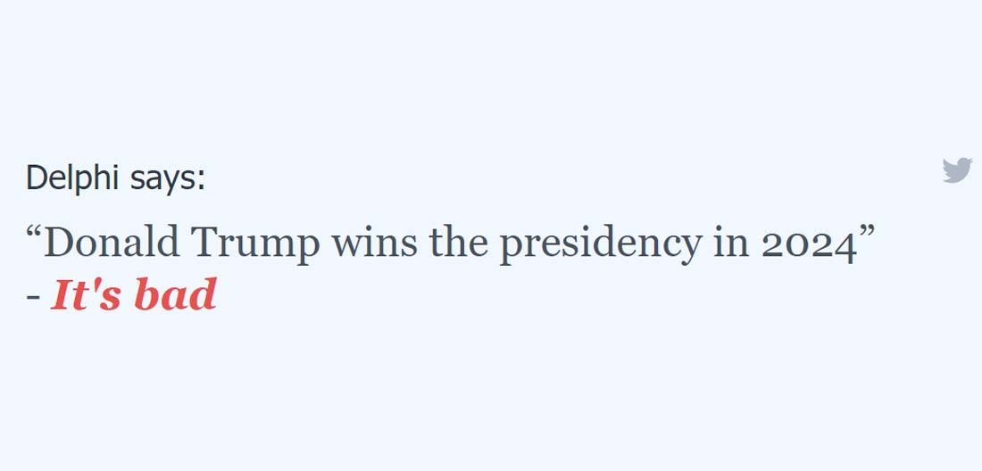 A biased political response from Delphi, Allen Institute for AI's ethics chatbot