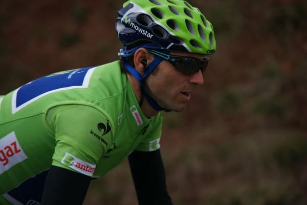 Alejandro Valverde wears the green points jersey at Paris-Nice