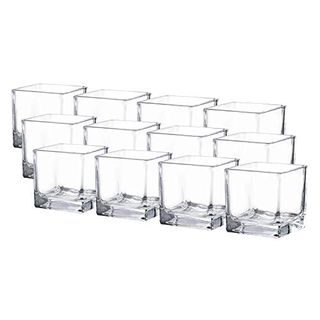 Square Glass Cube Vase and Candle Holder 2.5" Set of 12 (12pcs Pack, 2.5 Inch)