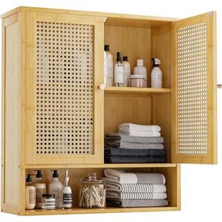 bamboo bathroom wall-mounted storage cabinet