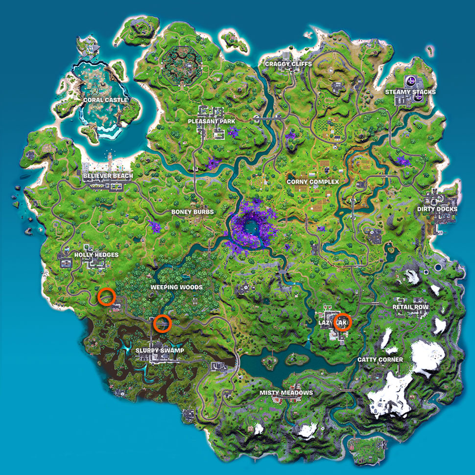 Fortnite Ferrari 296 GTB Time Trials locations map