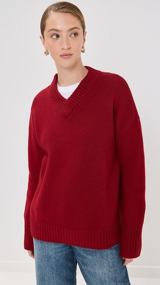 La Ligne Solid Marin V Neck Sweater