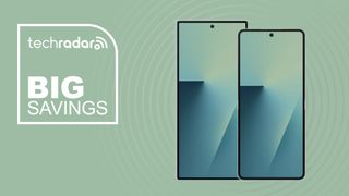 Samsung Galaxy Z Fold 7 and Flip 7 on green background with big savings text overlay