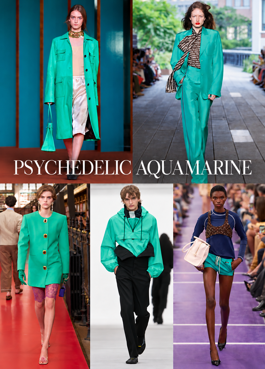 Photo collage of different color trends from the Spring Summer 2027 runway.