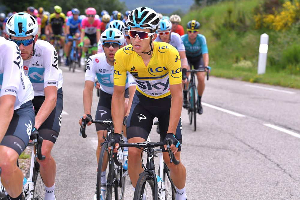 Michal Kwiatkowski (Team Sky) in the yellow jersey at Criterium du Dauphine