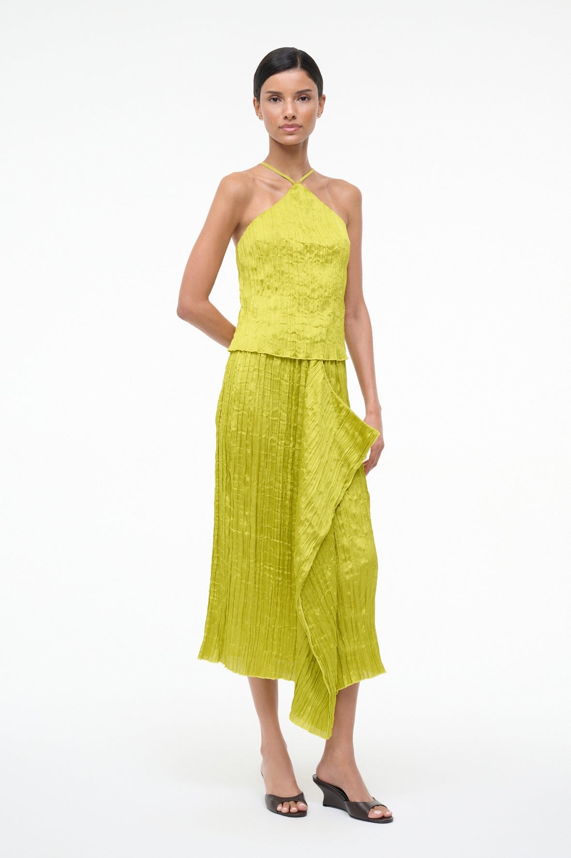 Mai Skirt | Chartreuse Plisse - Chartreuse / Xs
