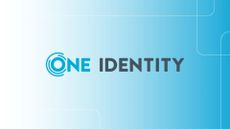 One Identity logo and branding imposed over a blue background fading into white.