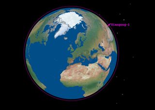 Here, the orbit of Tiangong-1 as of March 22, 2018. 