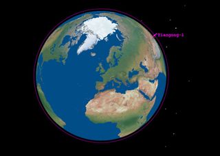 Here, the orbit of Tiangong-1 as of March 22, 2018.