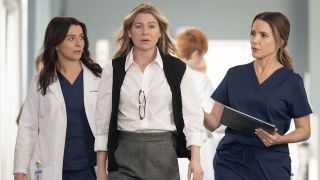 Amelia Shepherd (Caterina Scorsone), Meredith Grey (Ellen Pompeo) and Cass Beckman (Sophia Bush) are shown in the Grey's Anatomy Season 22 finale.