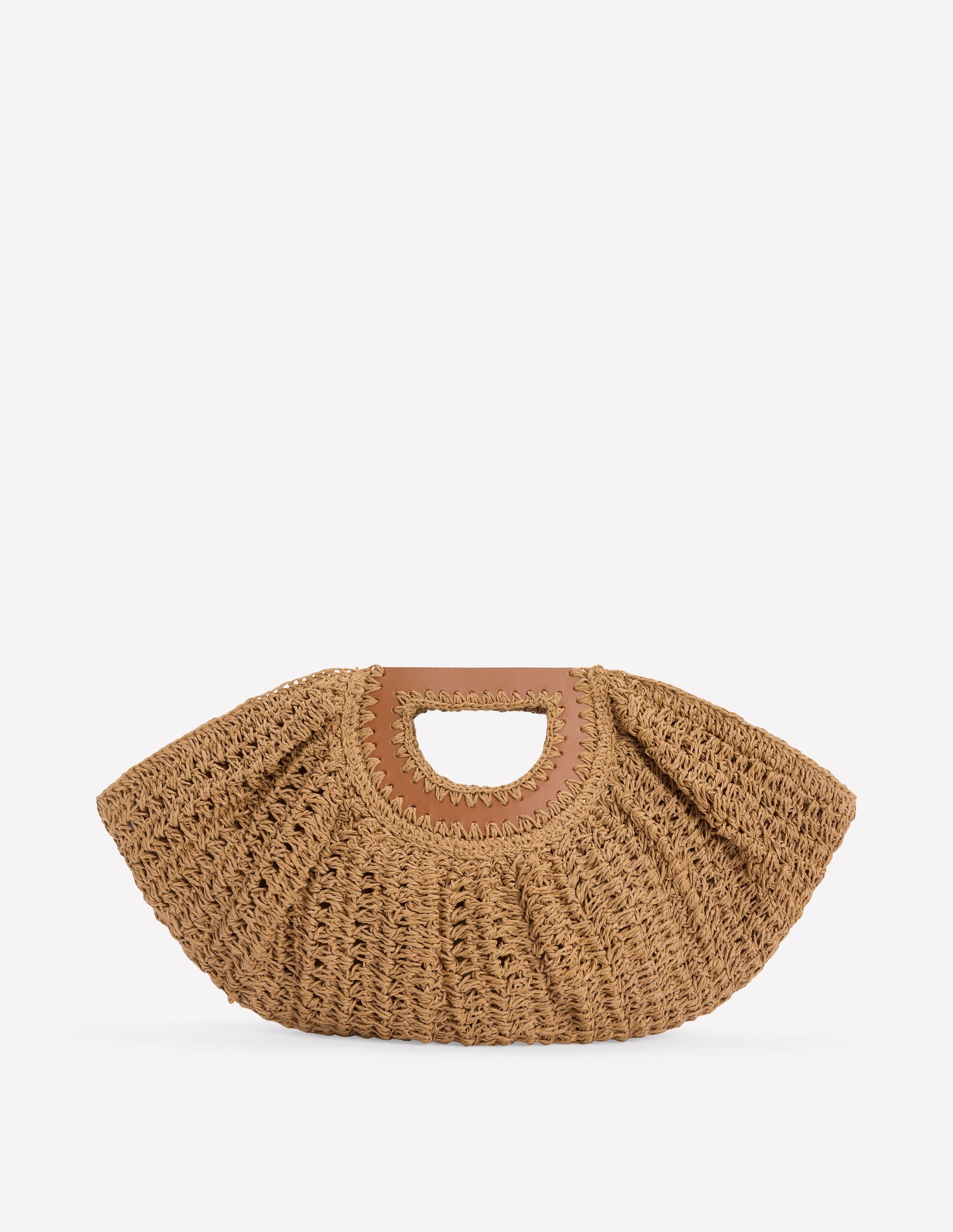 Raffia Moon Clutch-Natural Raffia
