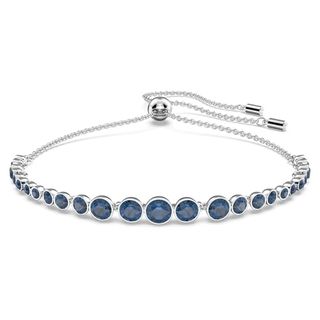 Swarovski Emily Bracelet, Mixed Round Cuts, Blue, Rhodium Plated