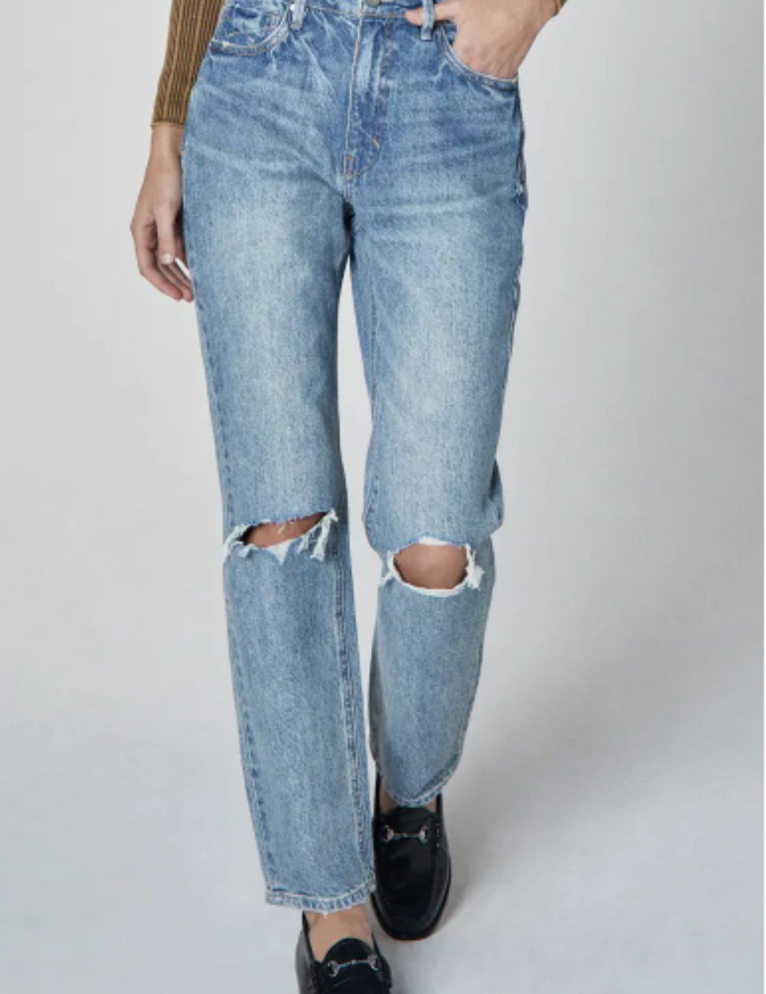Unpublished, Willa Ripped High Waist Straight Leg Jeans
