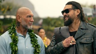 (L-R) Dave Bautista as James Hale and Jason Momoa as Jonny Hale in "The Wrecking Crew"