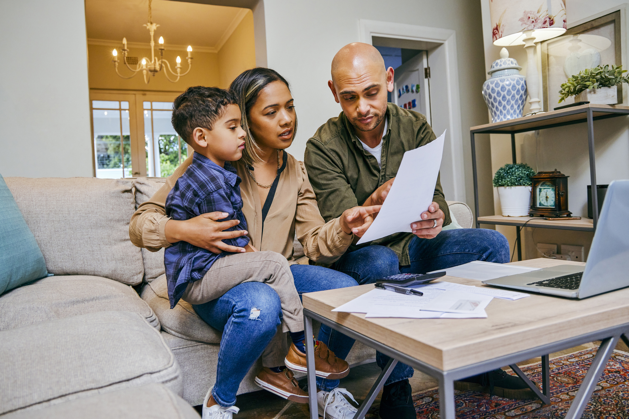 Family reviewing their personal finances