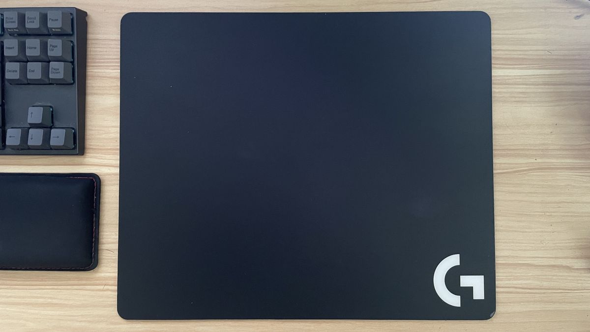 Logitech G440 mouse pad on a desk.