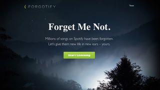 Forgotify homepage on a PC