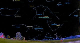 Graphic from Starry Night software showing the location of the Aquarius constellation in the night sky. 