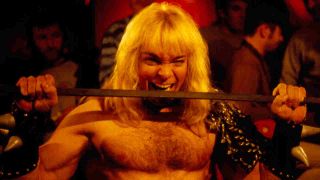 Heavy metal musician Thor posing for a photograph in the 1980s