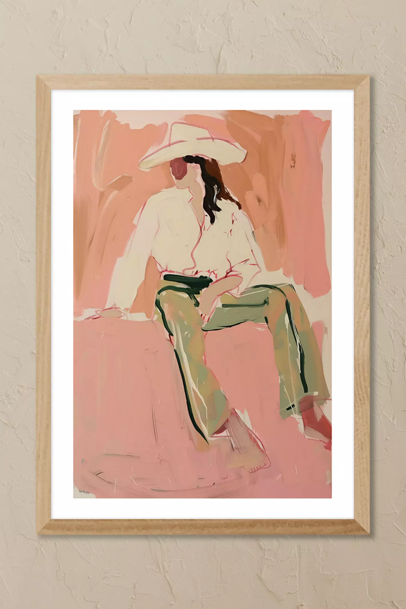 A painted print of a cowgirl