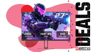 A KTC H27T22C-3 gaming monitor on a custom PC Gamer Deals background.