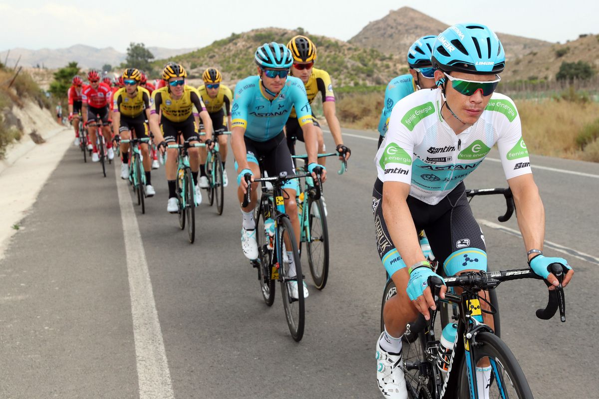 Miguel Angel Lopez (Astana) in the best young rider's jersey