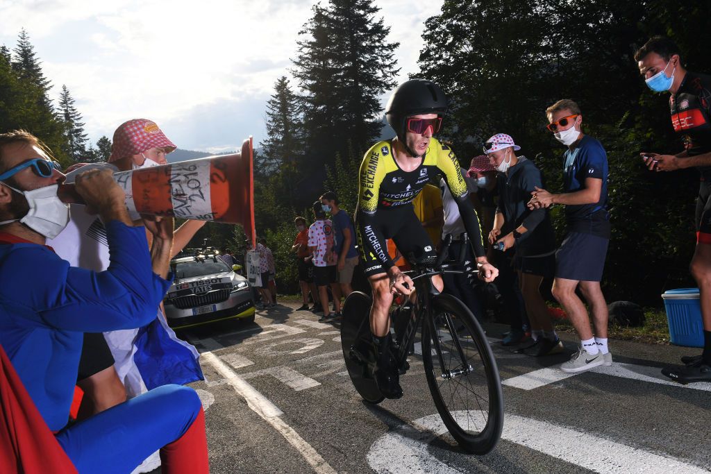 Mitchelton-Scott&#039;s Adam Yates climbs the Planche des Belles Filles during the stage 20 individual time trial at the 2020 Tour de France