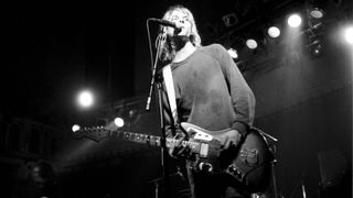 Kurt Cobain performing at the Paradiso club in Amsterdam,, Netherlands, on November 25, 1991