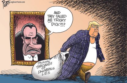 Political Cartoon U.S. Trump lies Nixon