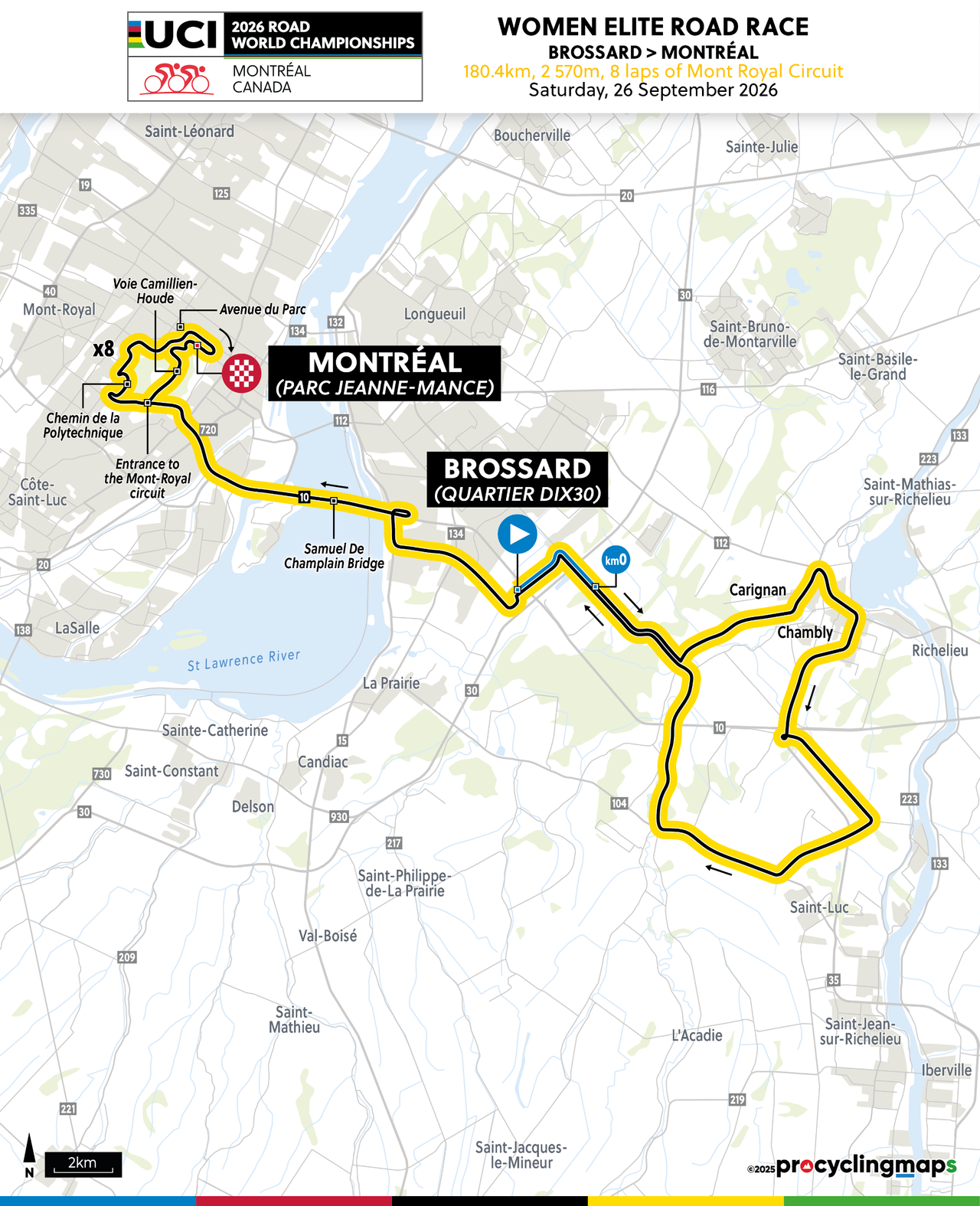 Route map women's elite road race