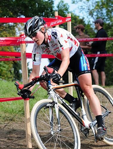 Katie Compton all alone and on her way to another win.