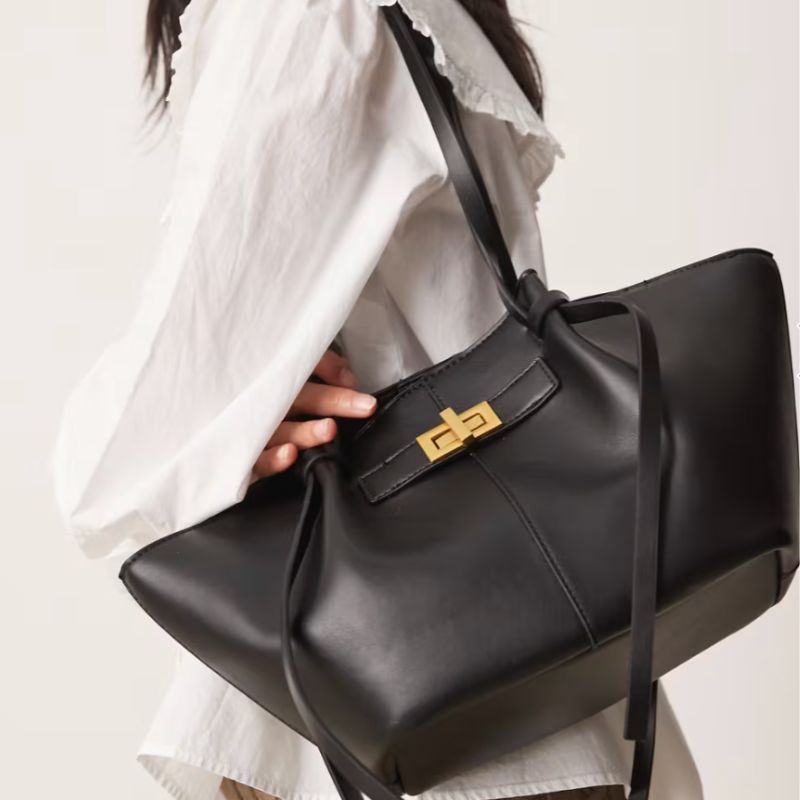 Gina Tricot , Small Faux Leather Tote Bag With Strap and Clutch Detail