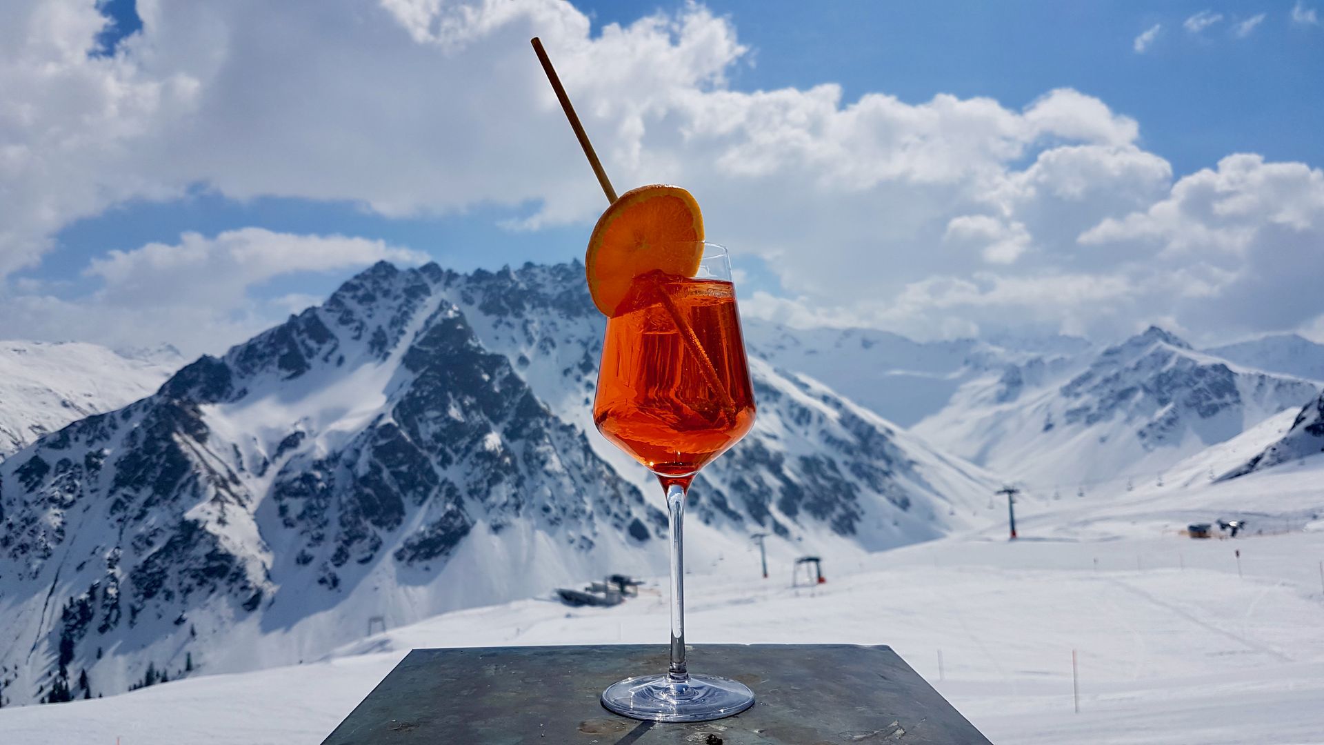 An Aperol Spritz mountainside