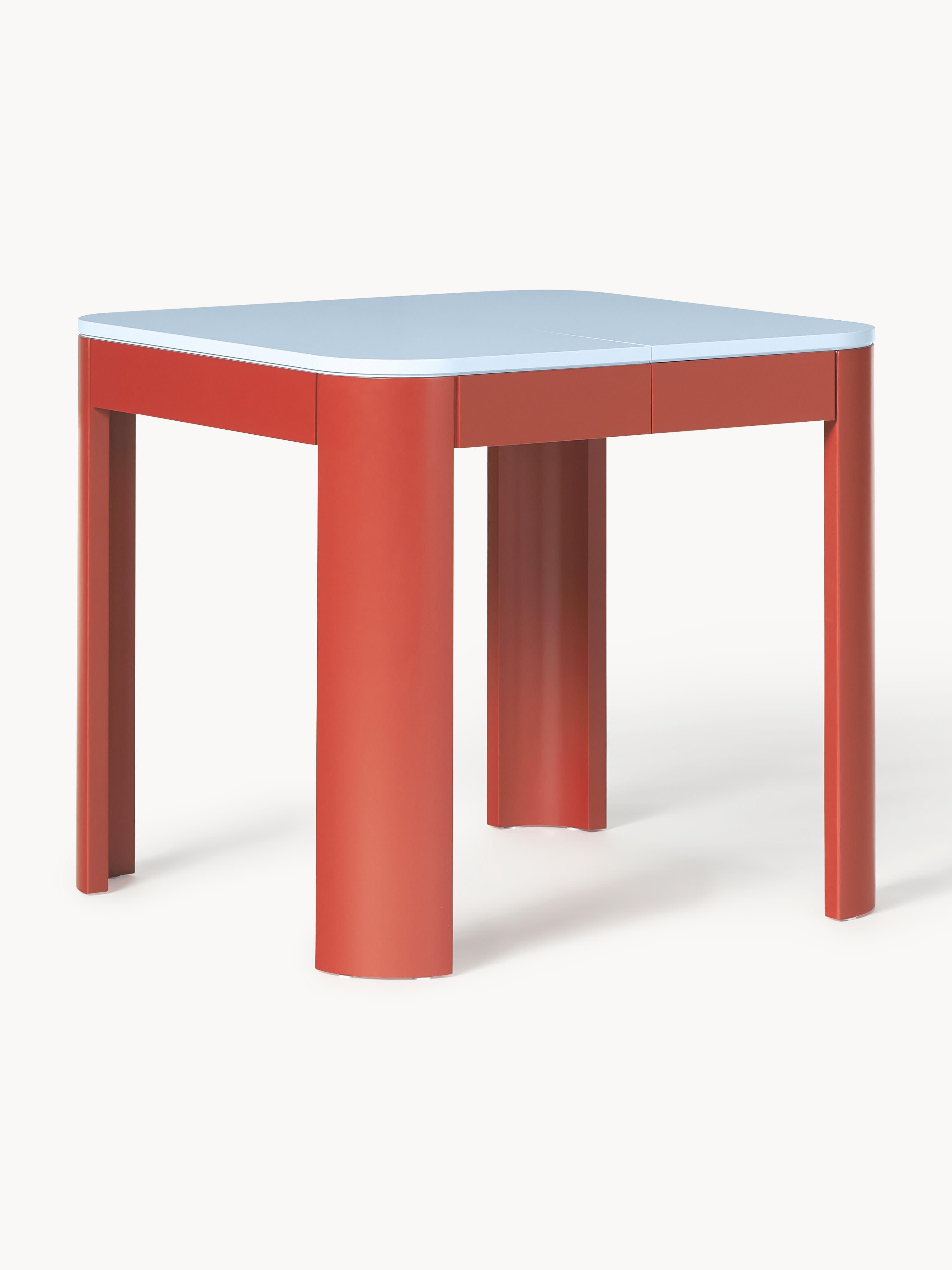 Extendable Dining Table Samos, in Various Sizes &amp;ndash; W 80/120 X D 80 Cm &amp;ndash; Light Blue, Red