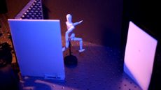 The mannequin, shown here, is not in the camera's line of sight.