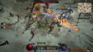 Diablo 4 - A several players all fight a zone event boss.