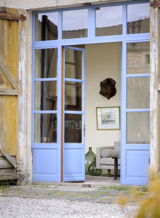 French home blue patio doors