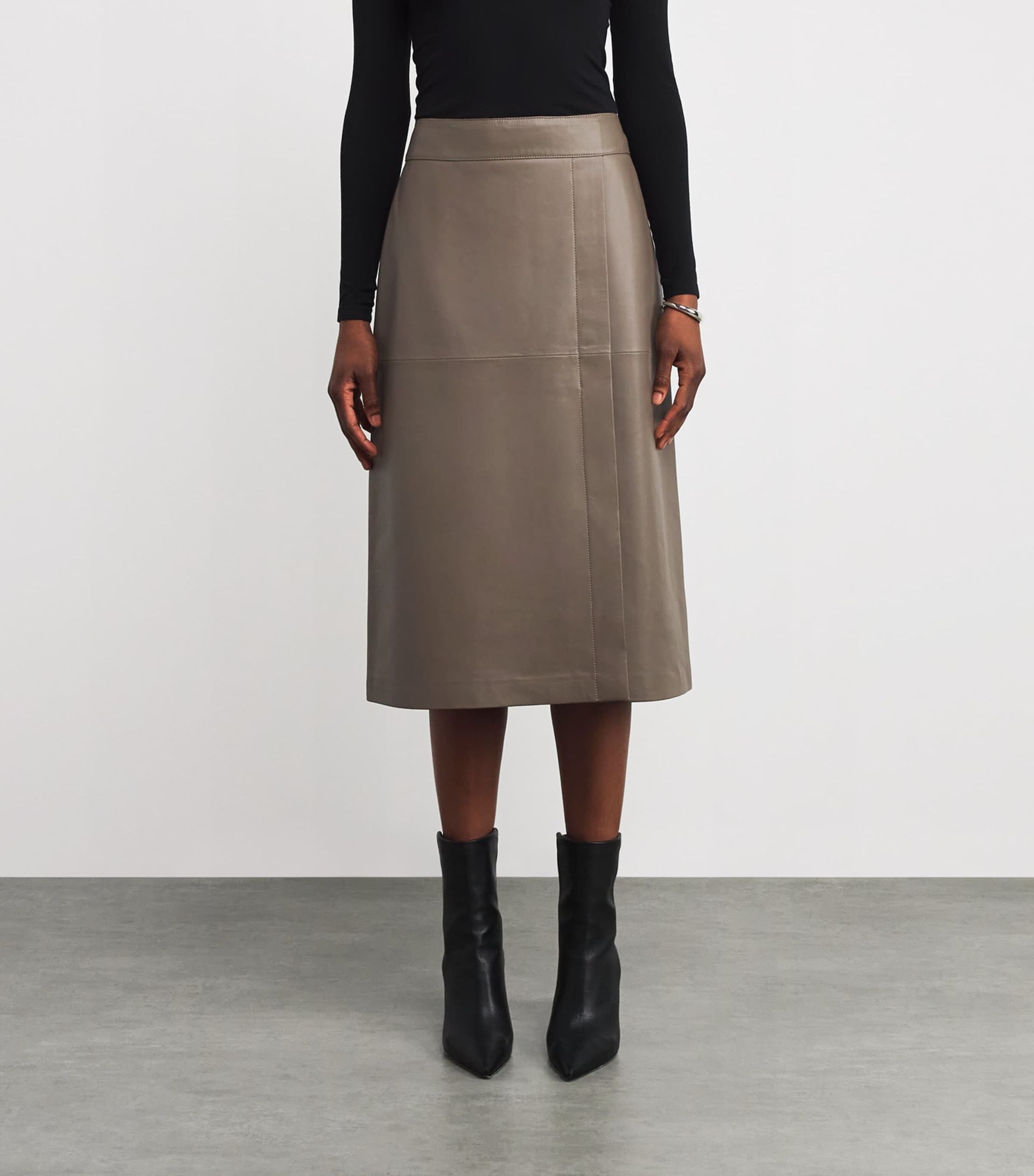Joseph Leather Sèvres Midi Skirt
