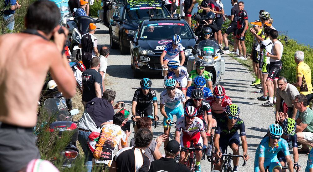Fans pack the route during stage 18.