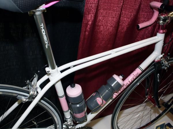 We normally expect twin top tubes like this on a cruiser, not a road bike, but it somehow looks appropriate here nonetheless.