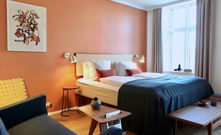 A bedroom area at Copenhagen's Hotel Alexandra,
