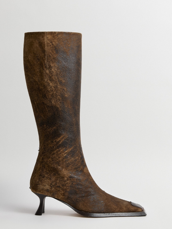 Alfreda Boots - Brown Distressed Leather