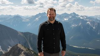 AI-generated Graham in the mountains.