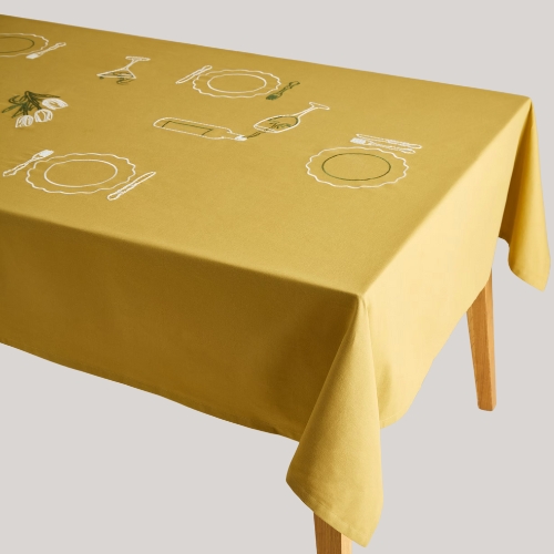 M&S Collection, Pure Cotton Bistro Embroidered Tablecloth