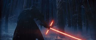 Kylo Ren readies for battle in "Star Wars: The Force Awakens."
