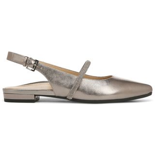 silver flat sling back shoe
