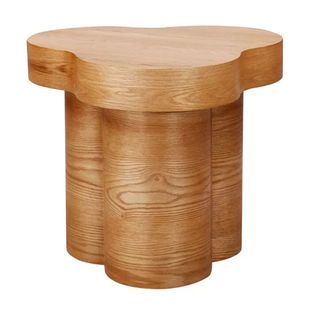 oak side table with curved edges