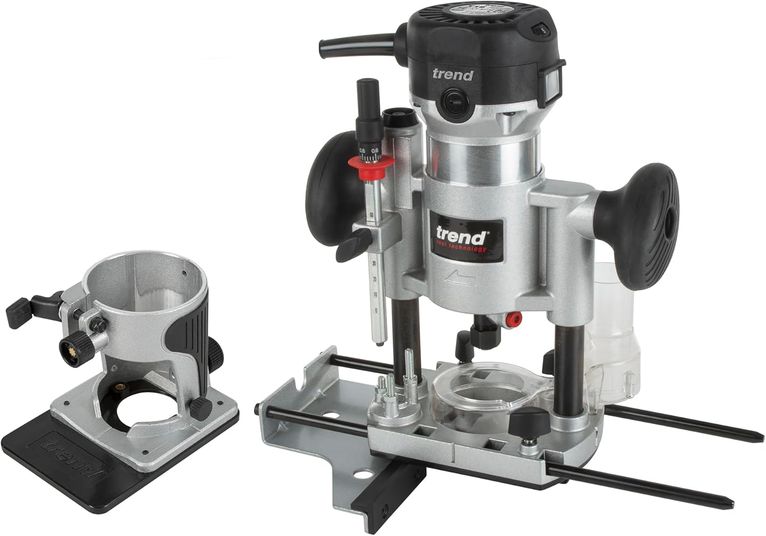 Trend T1 Dual-Base Trim &amp;amp; Plunge Router, 1/4 Inch Collet, 710w, 240v, Compact Precision Cutting Woodworking Power Tool, T1eps