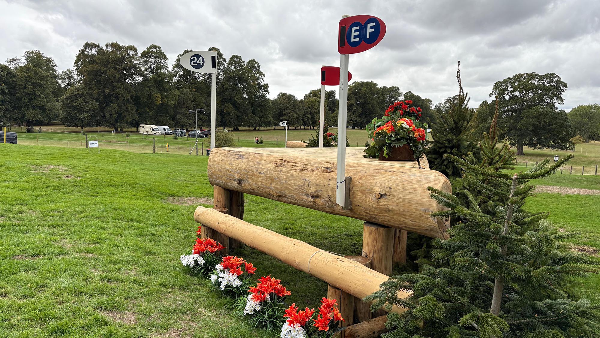 Solid corner fence on the Burghley 2026 cross-country course